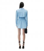 Chambray Blue Smoked Mini Dress With Overshirt