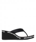 Aw Black Nylon Wedge Flip Flops