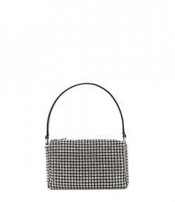 White Heiress Medium Pouch With Crystals