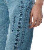 EZ-Mid Rise Relaxed Straight Logo Emboss Denim Pants