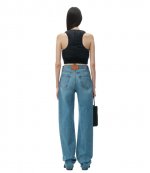EZ-Mid Rise Relaxed Straight Logo Emboss Denim Pants