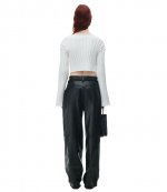 Drop Shoulder Cropped LS Pullover W/Lacing Detail