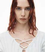 Drop Shoulder Cropped LS Pullover W/Lacing Detail