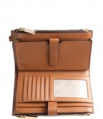Double Zip Black Brown Wristlet