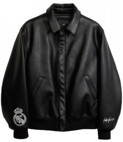 Y3 X REAL MADRID RM COLLAR JCKT Black Faux Leather Jacket