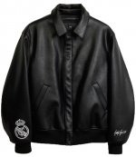 Y3 X REAL MADRID RM COLLAR JCKT Black Faux Leather Jacket