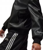 Y3 X REAL MADRID RM COLLAR JCKT Black Faux Leather Jacket