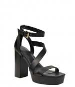 Ilisa Platform Ank Vacheta Leather Black Sandal