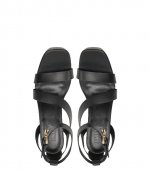 Ilisa Platform Ank Vacheta Leather Black Sandal