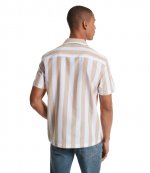 Khaki White Stripes Short  Sleeves Shirt