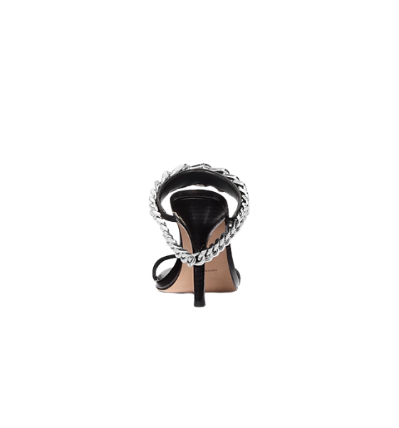 Bianca High Black Sandal Silver Curbed Chain