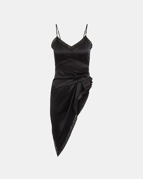 Solid Draped Cami  Lace Black Top