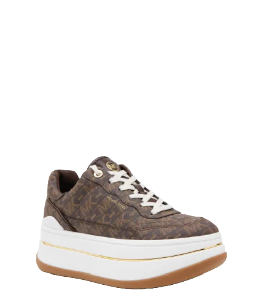 Hayes Lace up Faux LeatherEmp MK Sig Brown Logo Sneaker