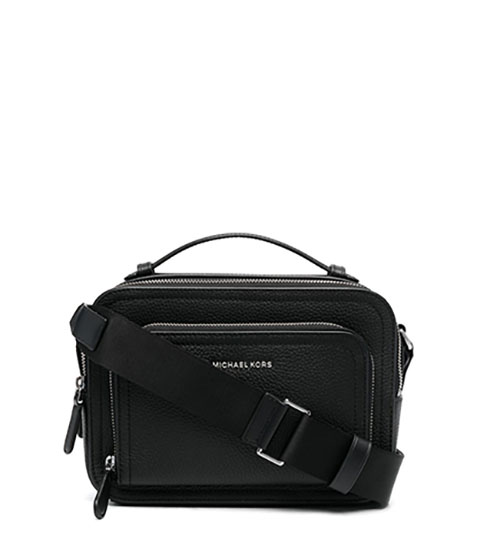 Black Leather Map Bag