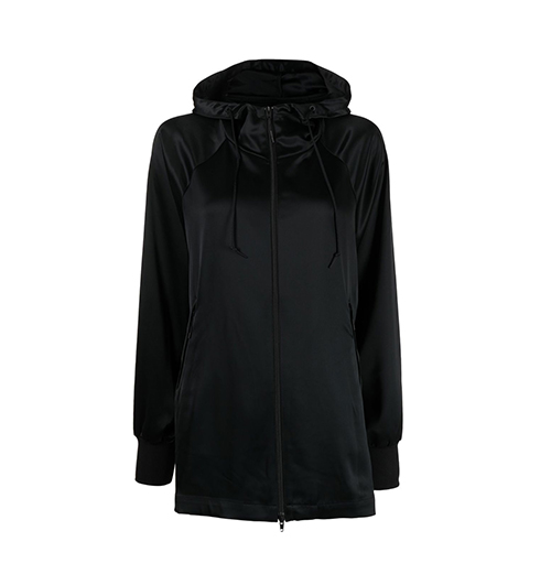 Black Silk Long Sleeve Hoodie