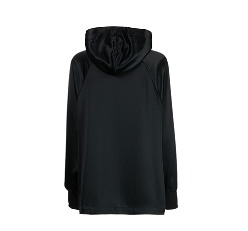 Black Silk Long Sleeve Hoodie