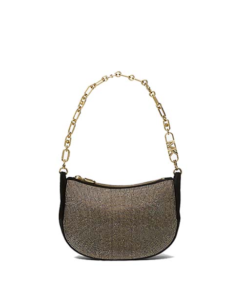 Black Kendall Bracelet Shoulder Bag With Strass