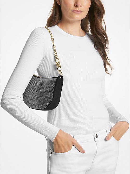 Black Kendall Bracelet Shoulder Bag With Strass