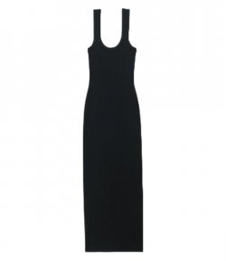 Black Maxi Tank Dress With Embossed Logo