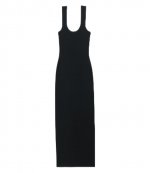 Black Maxi Tank Dress With Embossed Logo