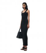 Black Maxi Tank Dress With Embossed Logo