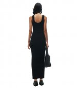 Black Maxi Tank Dress With Embossed Logo