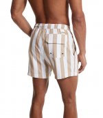 White Khaki Stripes Stretch Swim Trunk