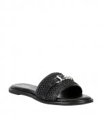 Ember Black Open Wave Rafia Slide