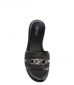 Ember Black Open Wave Rafia Slide