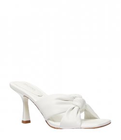 Elena Heeled White Leather Sandal