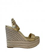 Leighton Gold Metallic Leather Hotfix Stones Wedge