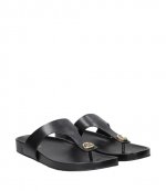 Lucinda Black Leather Thong Sandal