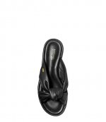 Elena Flat Black Leather Slide