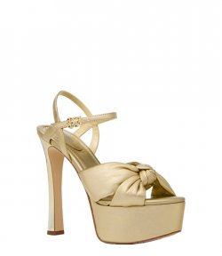 Elena Platform Pale Gold Metallic Leather Sandals