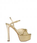 Elena Platform Pale Gold Metallic Leather Sandals