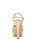 Elena Platform Pale Gold Metallic Leather Sandals