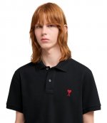 Red Ami De Coeur Black Pique Polo Shirt