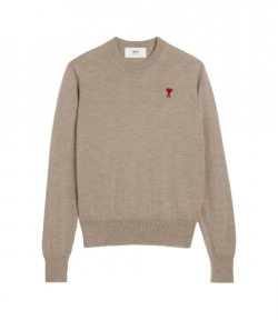 Red Ami De Coeur Beige Classic Merino Sweater