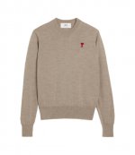 Red Ami De Coeur Beige Classic Merino Sweater