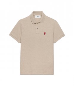 Red Ami De Coeur Beige Pique Polo Shirt