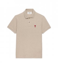 Red Ami De Coeur Beige Pique Polo Shirt