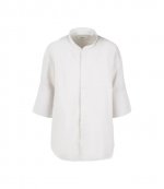 Mao Collar Oversize Chalk Cotton Poplin Shirt