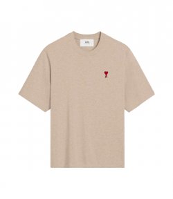 Red Ami De Coeur Beige Cotton T Shirt