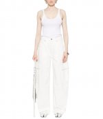 Oversized Rounded Low Rise White Cargo Pocket Jean