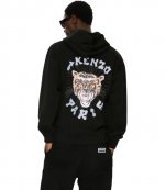 Drawn Varsity Oversize Black Cotton Hoodie