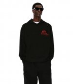Drawn Varsity Oversize Black Cotton Hoodie
