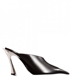 Black Leather Fang 95 Mules