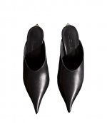 Black Leather Fang 95 Mules