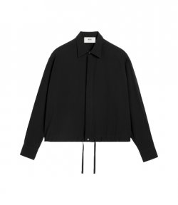 Long Sleeve Drawstring Black Shirt