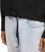 Long Sleeve Drawstring Black Shirt